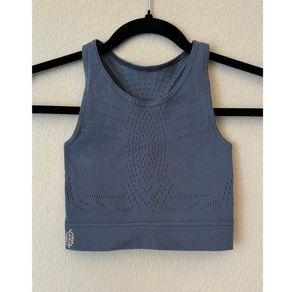 FREE PEOPLE MOVEMENT Blue Capri Crop Athletic Workout Yoga Bra Top Size Small